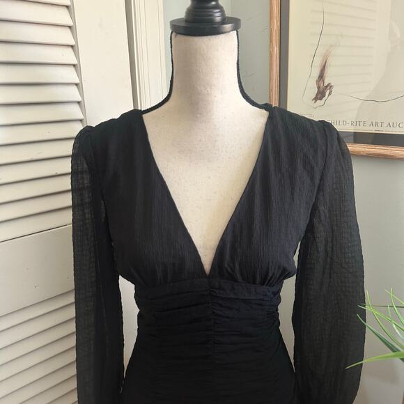 Storia Dress Womens Small Black Chiffon Babydoll Mini Dark Fairy Whimsigoth - Picture 2 of 11